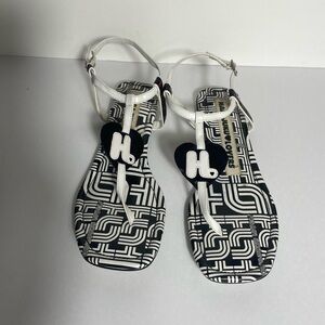 Harajuku Lovers Black and White Sandals with T-strap Design RARE